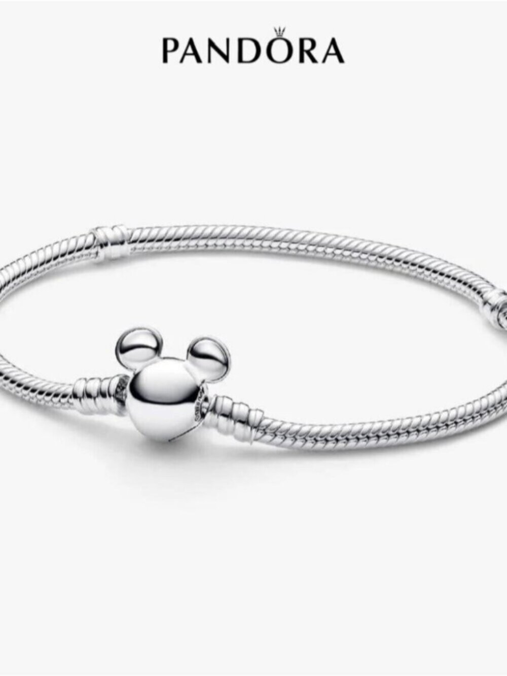 Pandora Disney Mickey Mouse Clasp Moments Snake Chain Bracelet